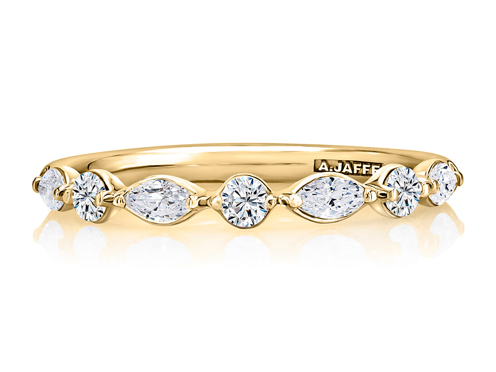 A.Jaffe Alternating Marquise & Round 0.43cttw Diamond Anniversary Band in 14Kt Yellow Gold