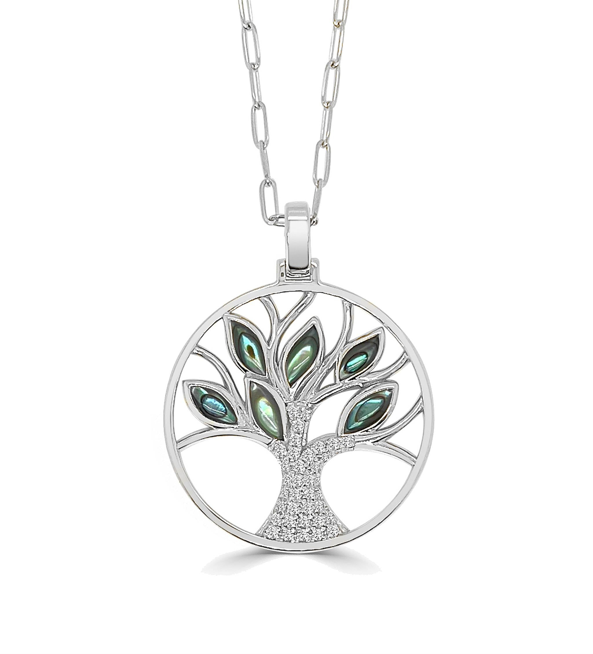 Frederic Sage 14Kt White Gold Tree of Life Pendant with 0.18cttw Natural Diamonds