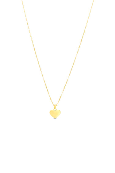 Bella Gold Collection 10Kt Yellow Gold Flat Heart Pendant on Adjustable 18" Cable Chain