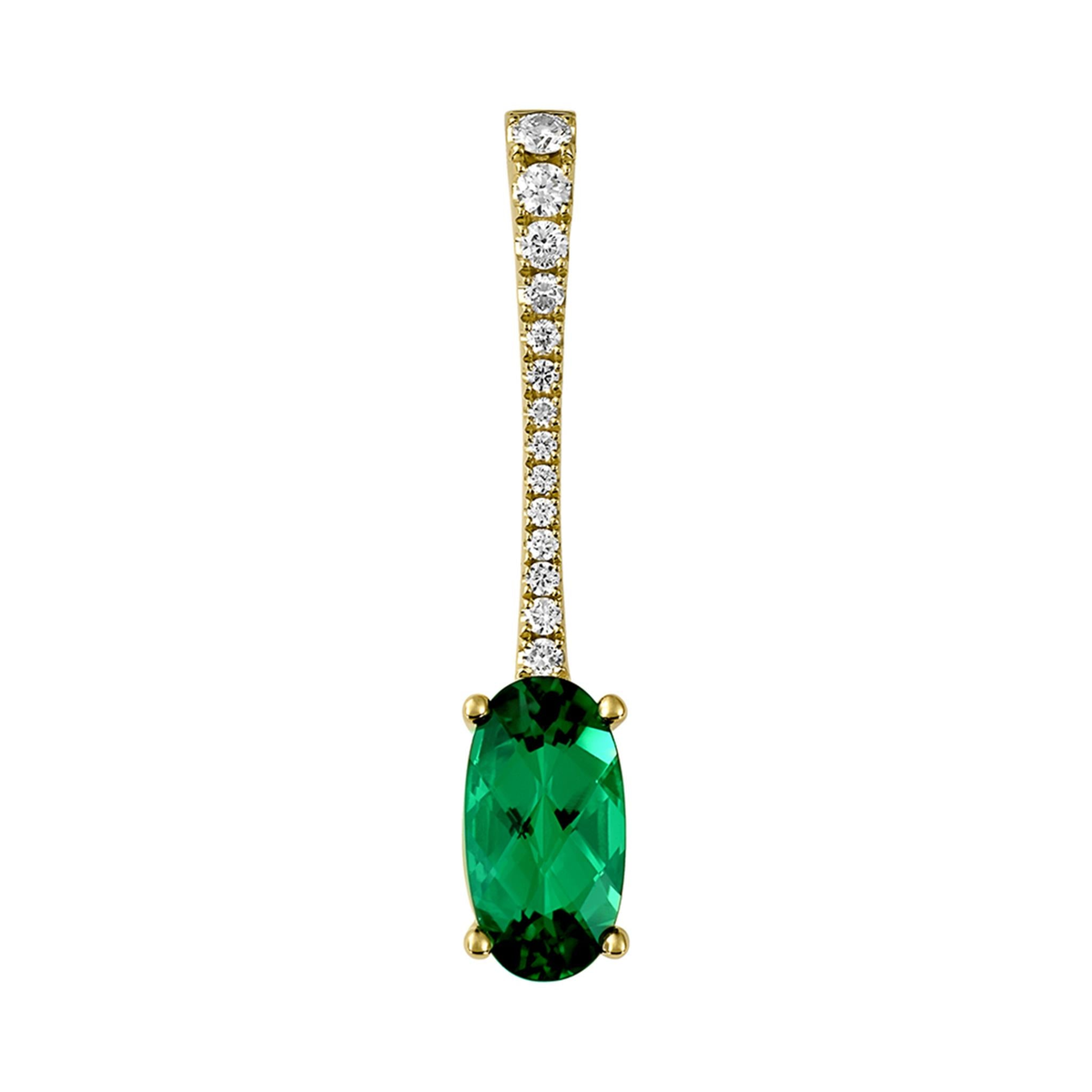 14Kt White Gold 1.25Ct Oval Cut Chatham Created Emerald Pendant