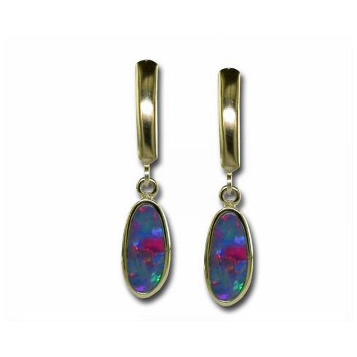 14Kt Yellow Gold Dangle Earrings with Australian Opals