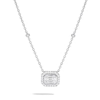 Lasker Couture 18Kt White Gold Fusion Emerald Halo Pendant With 1cttw Natural Diamonds