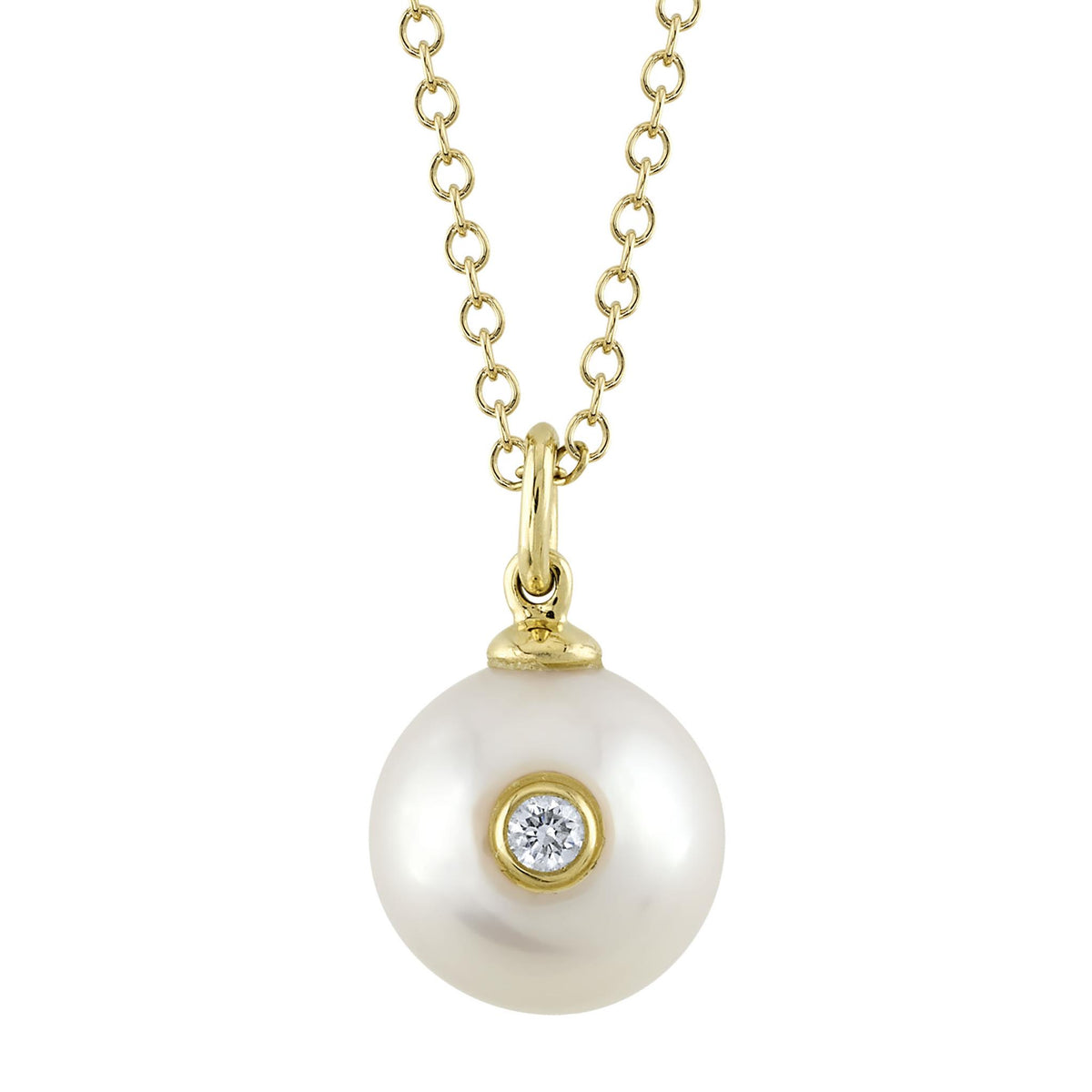 Shy Creation Gold Cultured Pearl Diamond Necklace