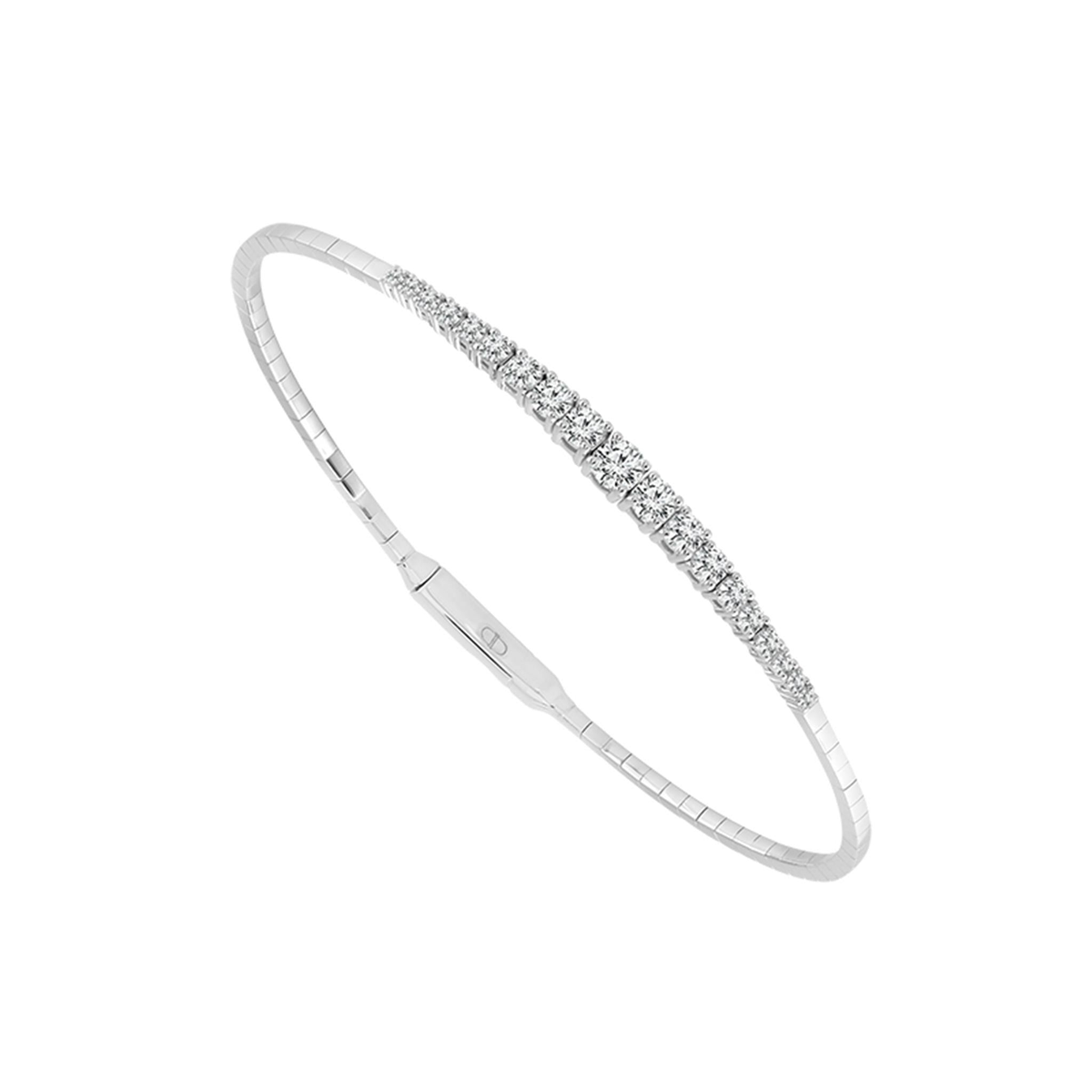 14Kt White Gold Flex Bangle Bracelet With 0.88cttw Natural Diamonds