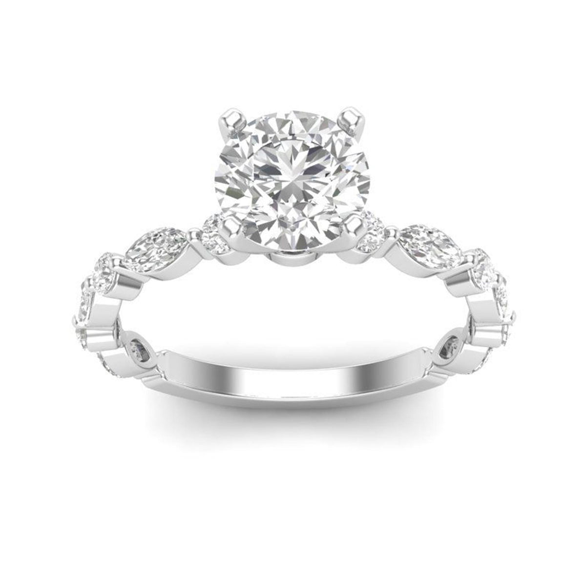 14Kt White Gold Ring Mounting With.67cttw Natural Diamonds