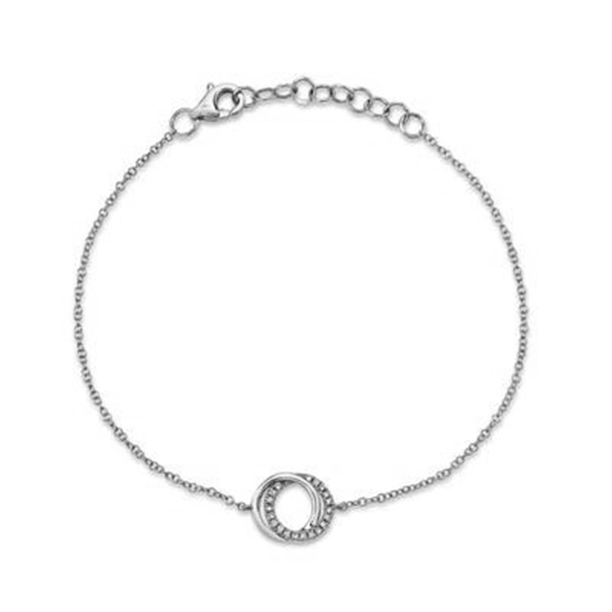 Shy Creation 14Kt White Gold 0.07cttw Natural Diamond Love Knot Circle Bracelet