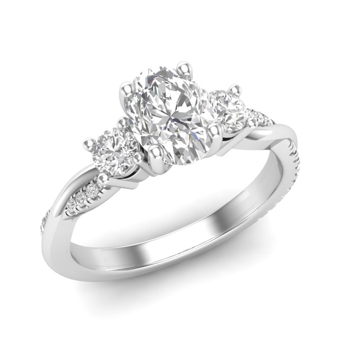 14Kt White Gold Three-Stone Ring Mounting With .40cttw Natural Diamonds