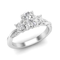 14Kt White Gold Three-Stone Ring Mounting With .40cttw Natural Diamonds