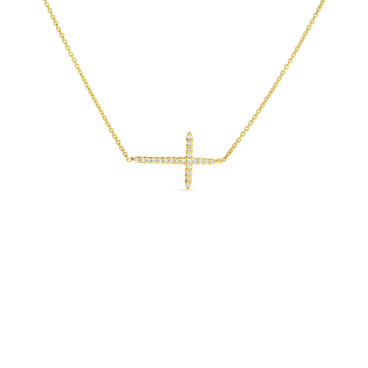 Roberto Coin 18Kt Yellow Gold Tiny Treasures Sliver Cross Necklace