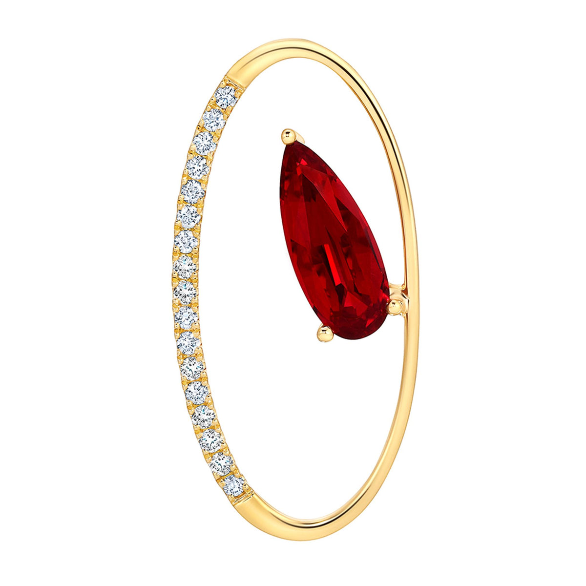 14Kt Yellow Gold Contemporary Pendant With 1.80ct Chatham Lab Created Ruby