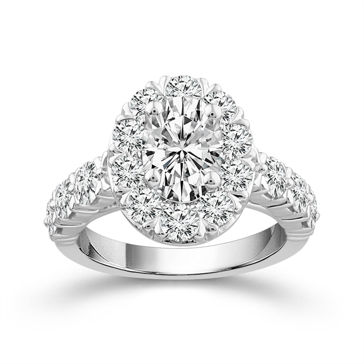 14Kt White Gold Halo Engagement Ring With 0.75ct Natural Center Diamond