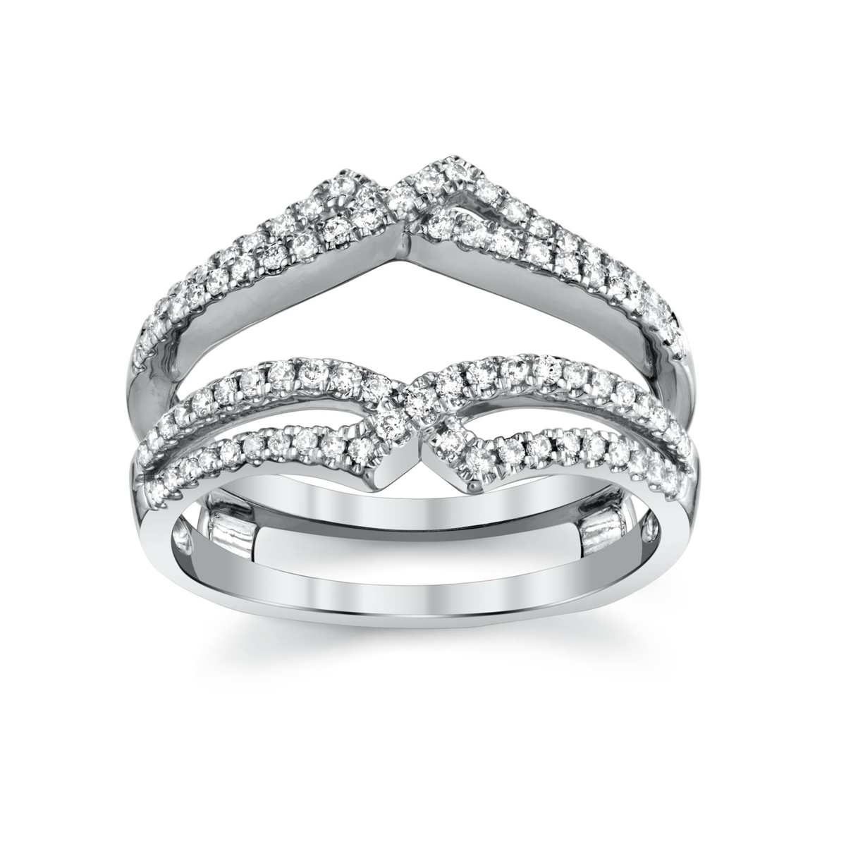 14Kt White Gold Insert Guard / Wrap Insert Guard Ring With 0.40cttw Natural Diamonds