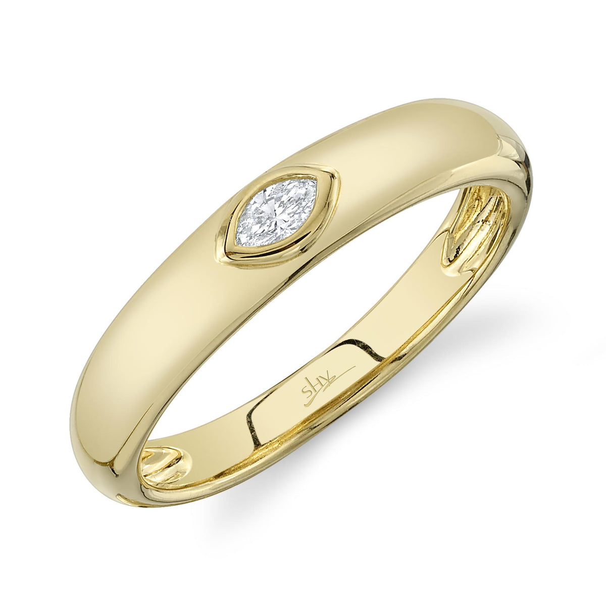 14Kt Yellow Gold Stackable Fashion Ring With 0.08cttw Natural Diamonds