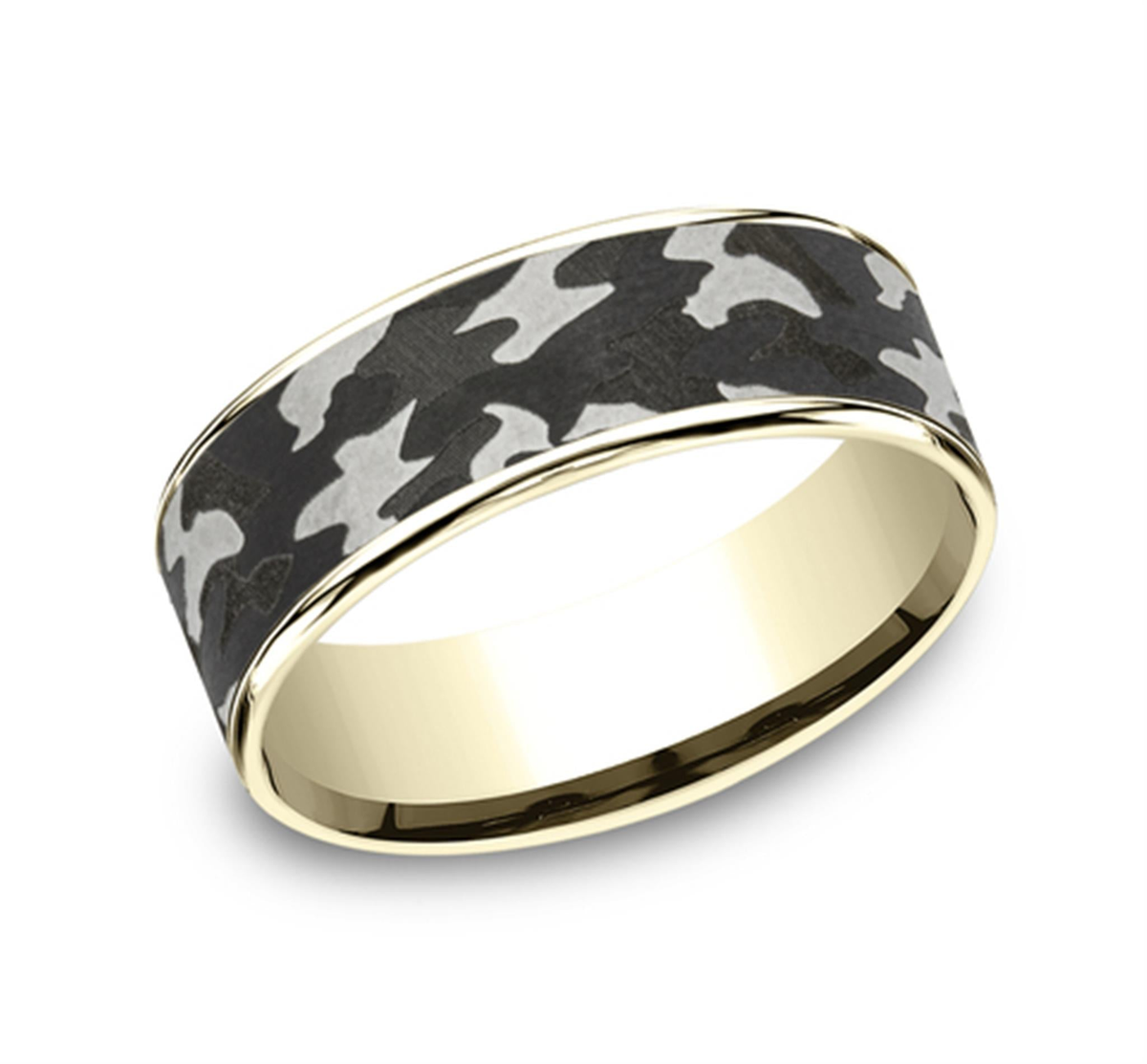 Tantalum & 14Kt Gray & Yellow Ammara Stone Band