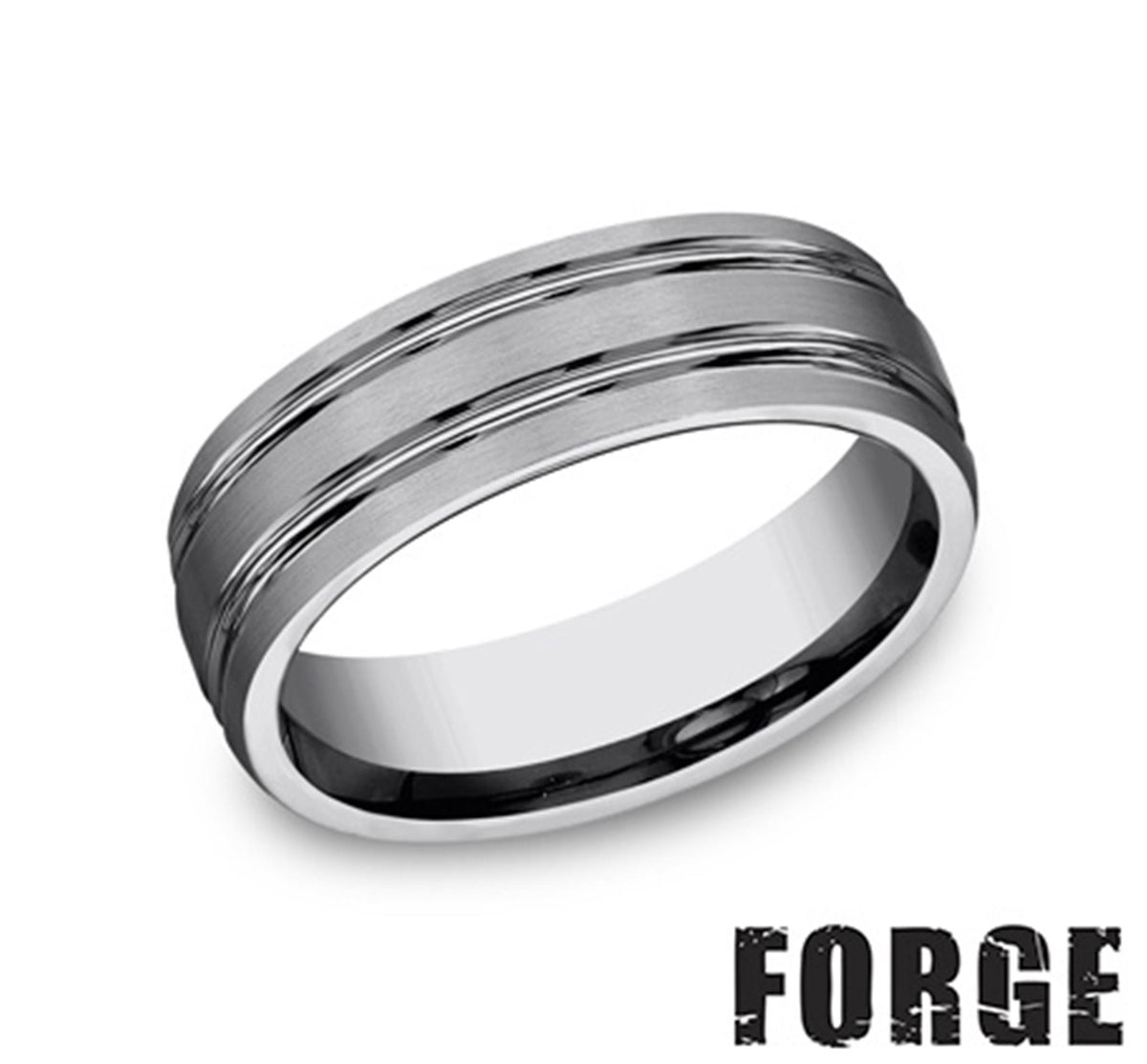 Tungsten Carbide Gray Engraved Wedding Band