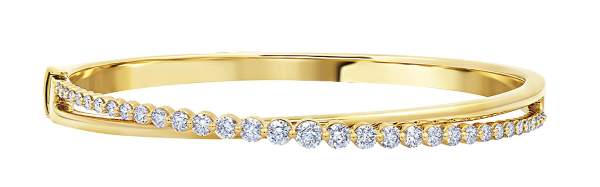 14Kt Yellow Gold Bangle Bracelet With 1.60cttw Natural Diamonds