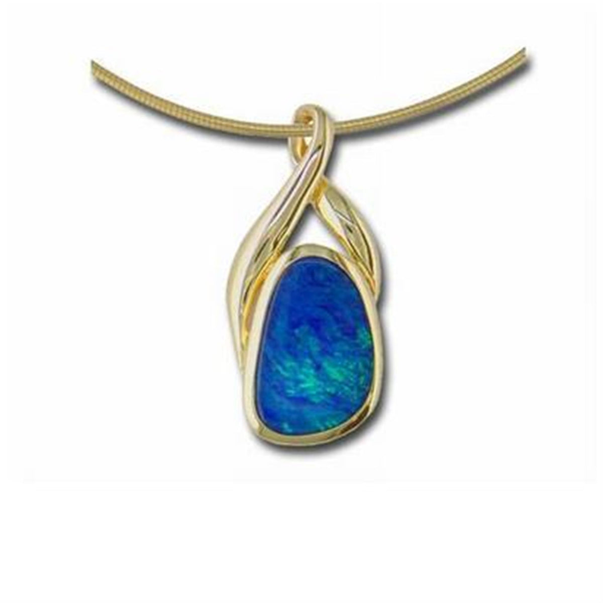 14Kt Yellow Gold Oval Pendant With Australian Opal Doublet