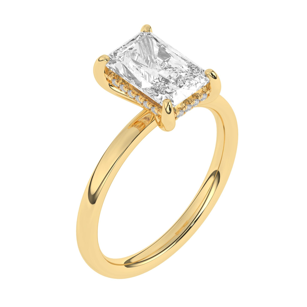 Lasker's Big Rocks Collection 14Kt Yellow & White Gold Hidden Halo Solitaire  With Lab-Grown Center Diamond