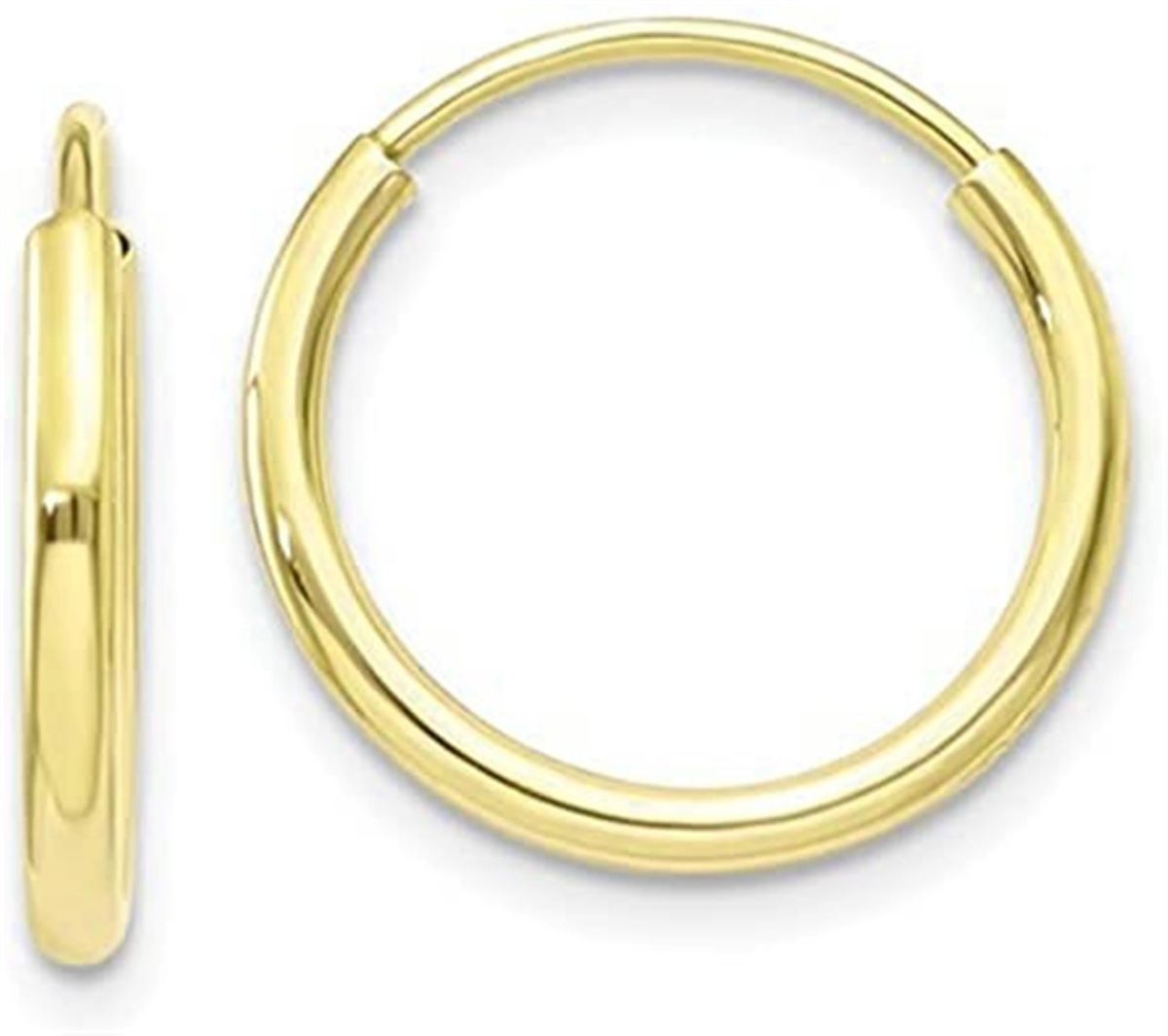 14Kt Yellow Gold Round Hoop Earrings