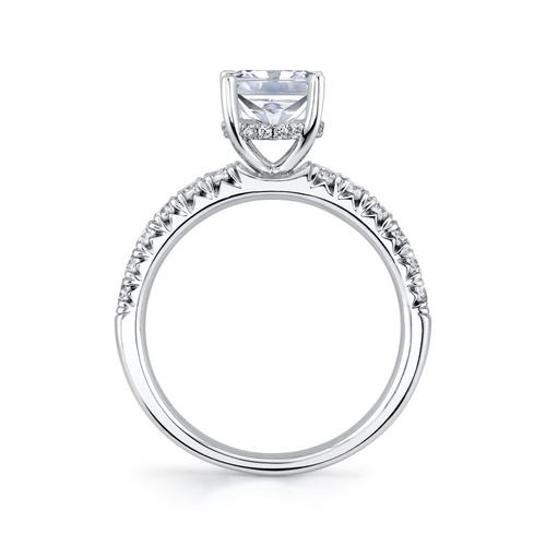 Pure Lasker Platinum Collection Natural Accent Diamond and Hidden Halo Engagement Ring  - Radiant Cut Center Stone Sold Separately