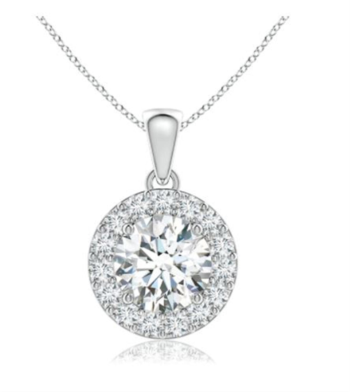 18Kt White Gold Halo Pendant With  1.41cttw Natural Diamonds