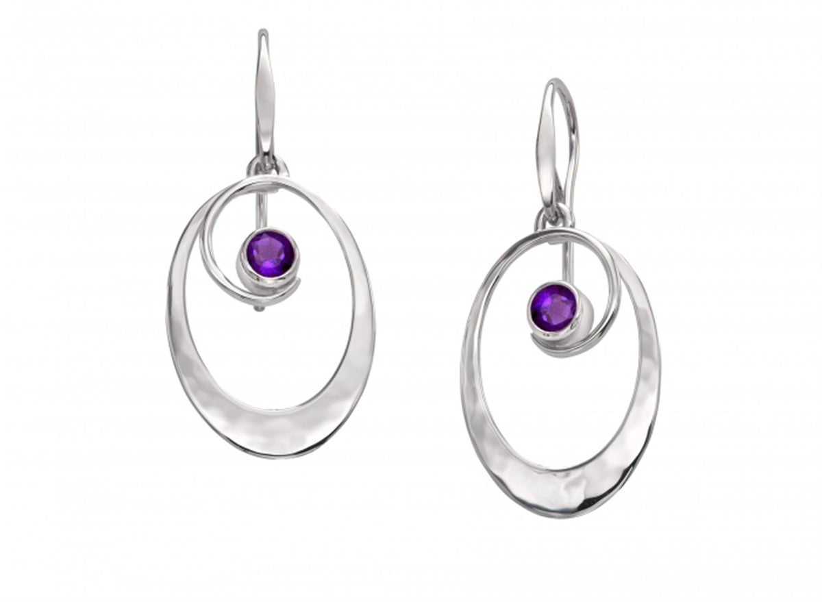 E.L. Designs Silver Sophia Amethyst Earrings