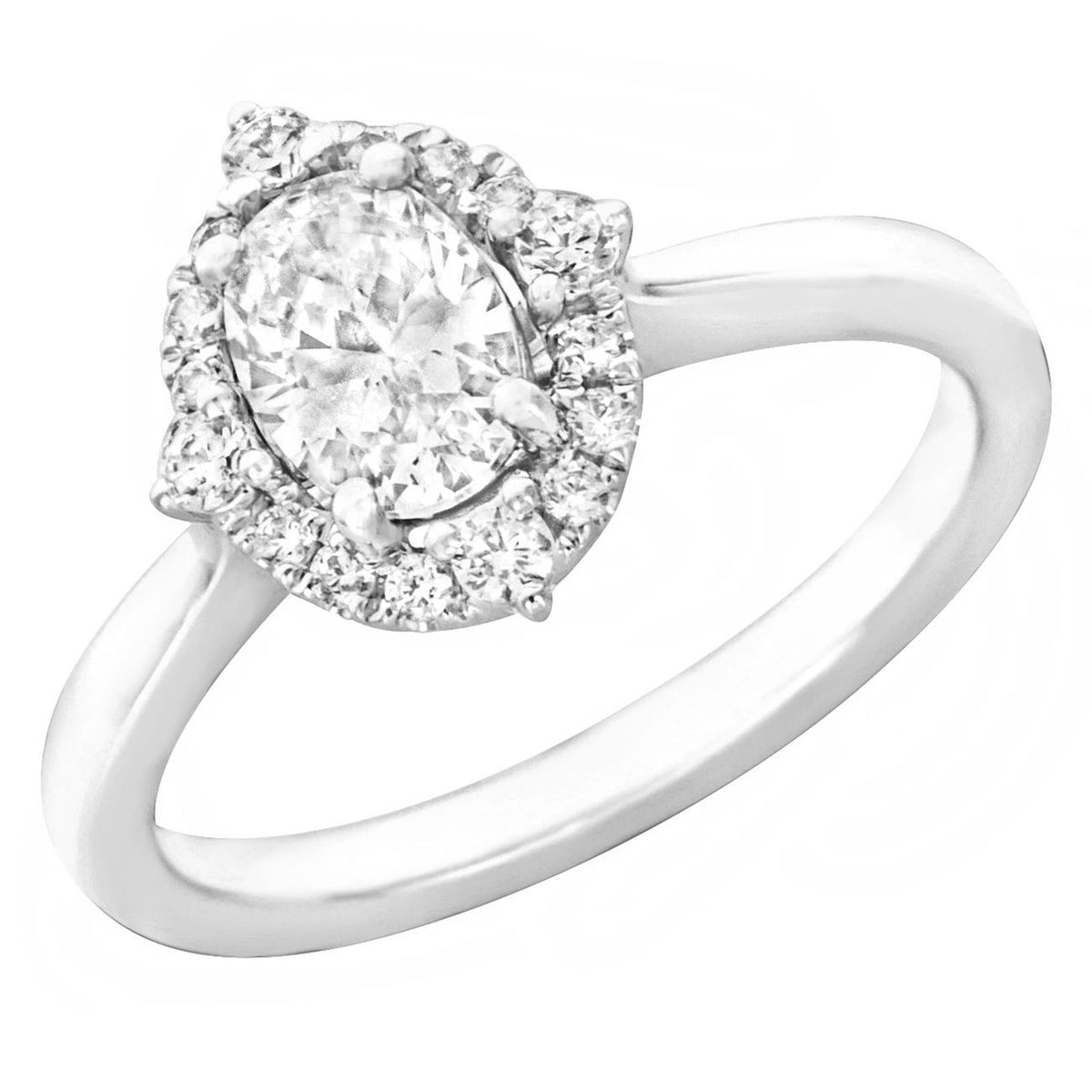 18Kt White Gold Halo Engagement Ring Mounting With 0.22cttw Natural Diamonds