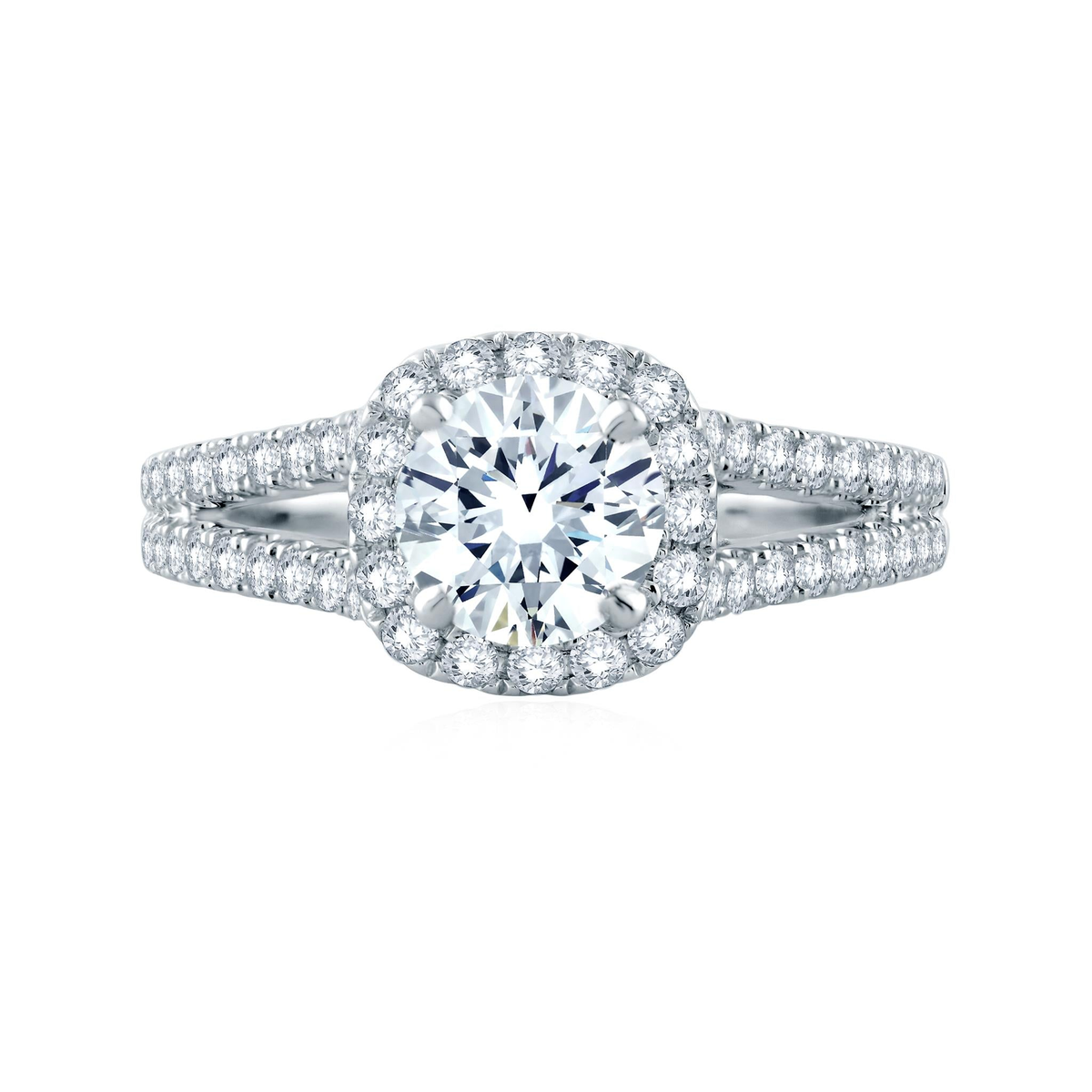 18Kt White Gold Halo Engagement Ring With 0.53ct Natural Center Diamond