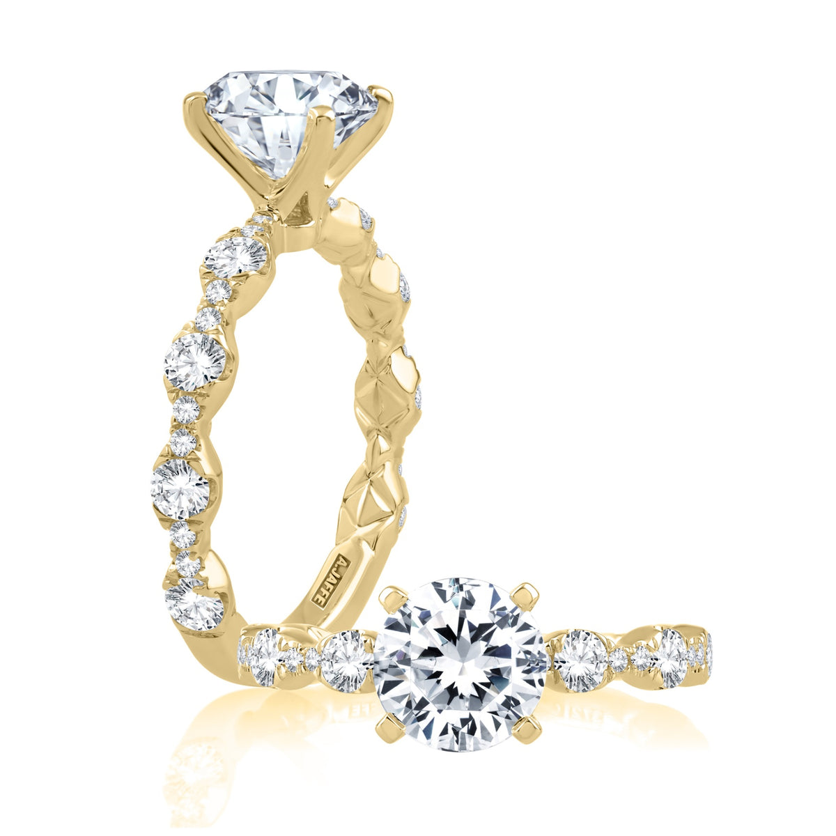 A. Jaffe Round Center Sparkle Yellow Gold Engagement Ring