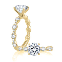 A. Jaffe Round Center Sparkle Yellow Gold Engagement Ring