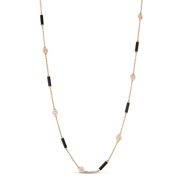 Roberto Coin 18Kt Rose Gold & Black Enamel 0.83cttw Diamonds by The Inch 36" Necklace