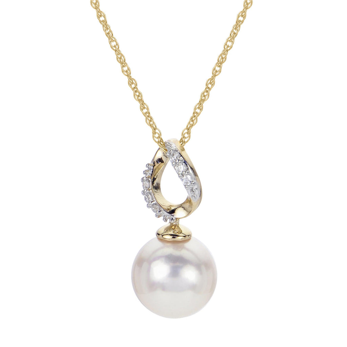 14Kt Yellow Gold Contemporary Pendant With mm Akoya Cultured Pearl