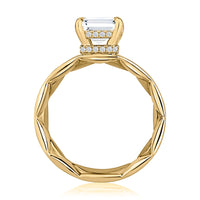 A.Jaffe Diamond Solitaire Ring with Emerald-Shape Center Diamond And A Double Hidden Halo