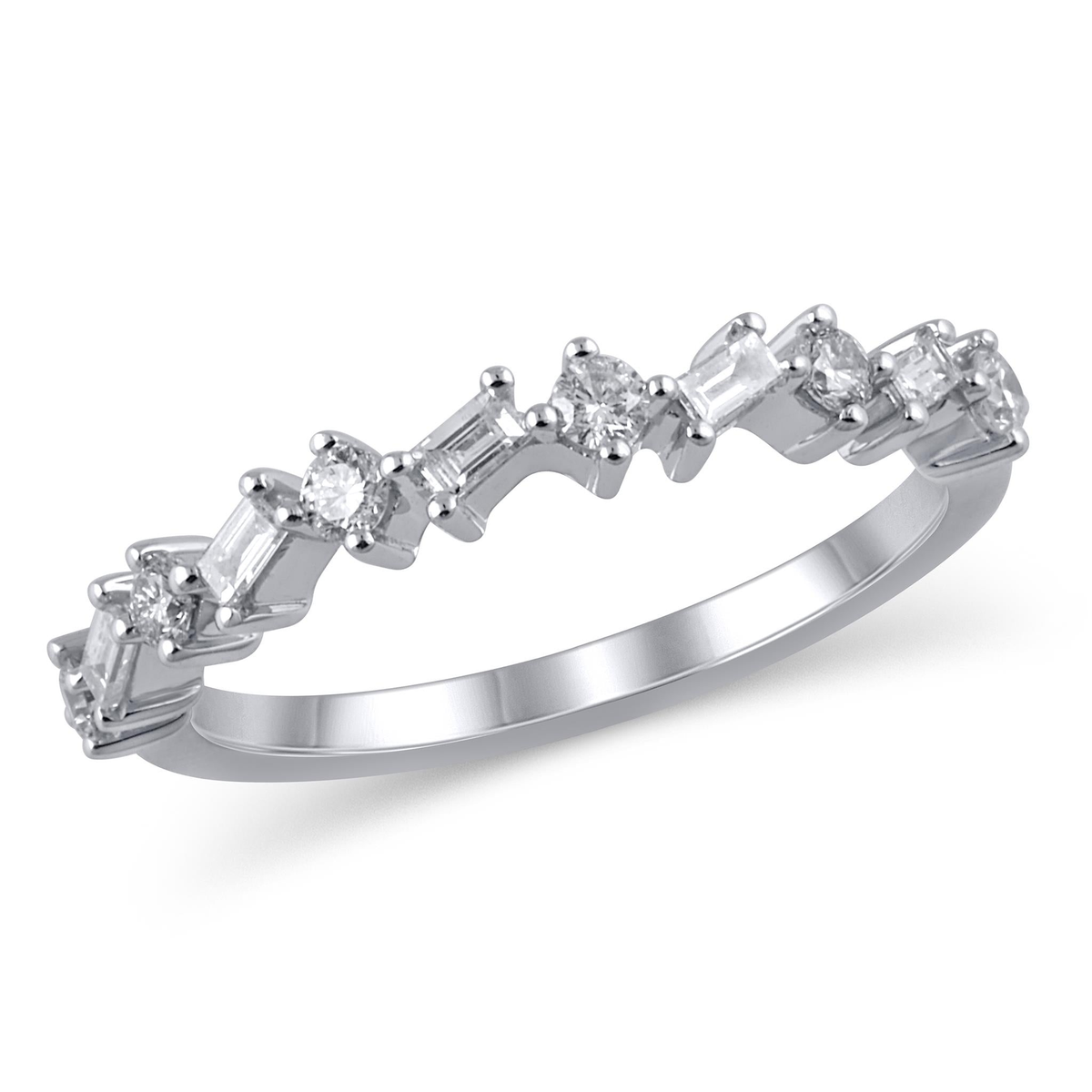 14Kt White Gold Stackable Wedding Ring With 0.33cttw Natural Diamonds