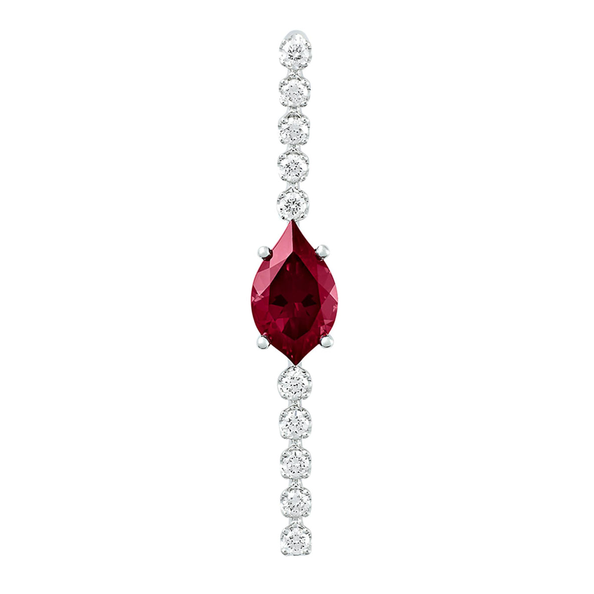 14Kt White Gold Stilleto-Style Pendant With 1.61ct Chatham Lab Created Ruby