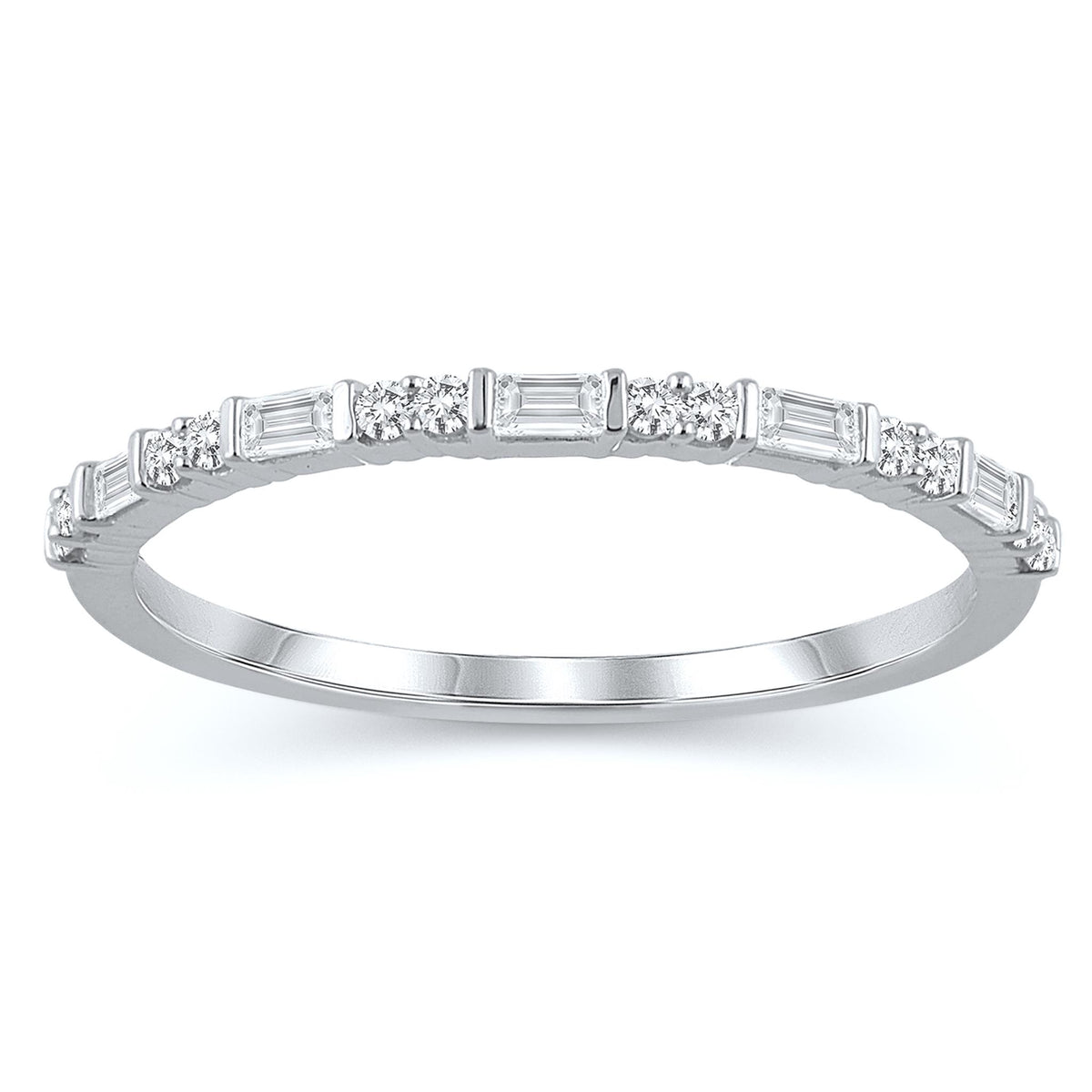 14Kt White Gold Stackable Wedding Ring With 0.20cttw Natural Diamonds