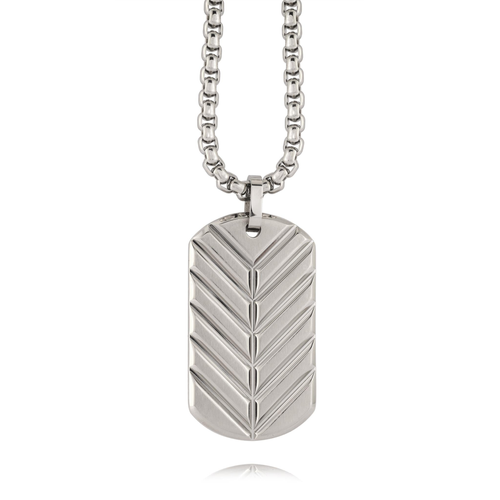 Italgem Stainless Steel Chevron ID Tag Necklace