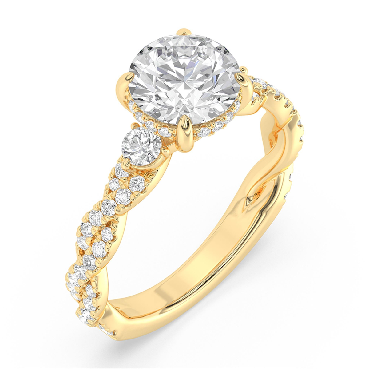 Lasker's Big Rocks Lab-Grown Diamond Collection 14Kt Yellow Gold Ring with 2.09ct  Round Lab-Grown Diamond Center