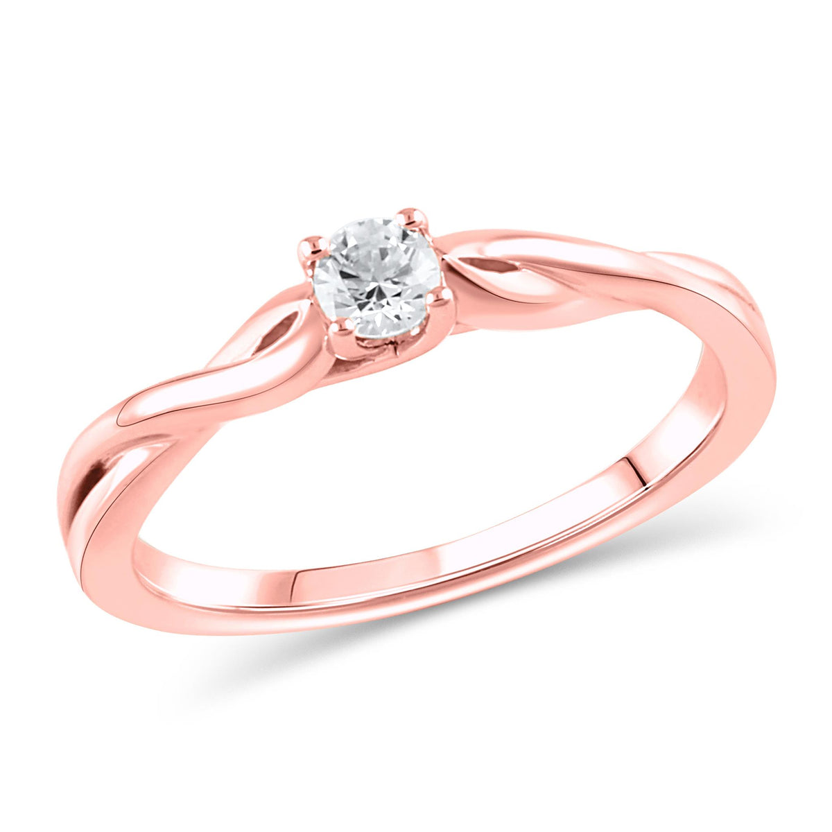 10Kt Rose Gold Classic Fashion Promise Ring With 0.14cttw Natural Diamonds