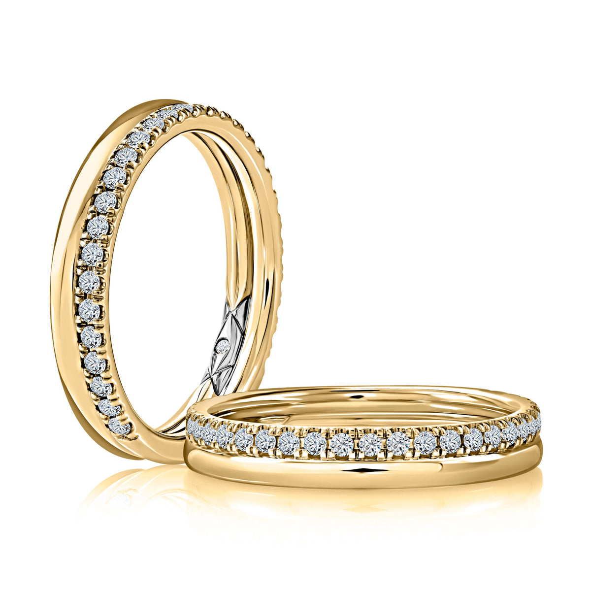 A.Jaffe 14Kt Yellow Gold Polished & 0.33cttw Diamond Stack Anniversary Band