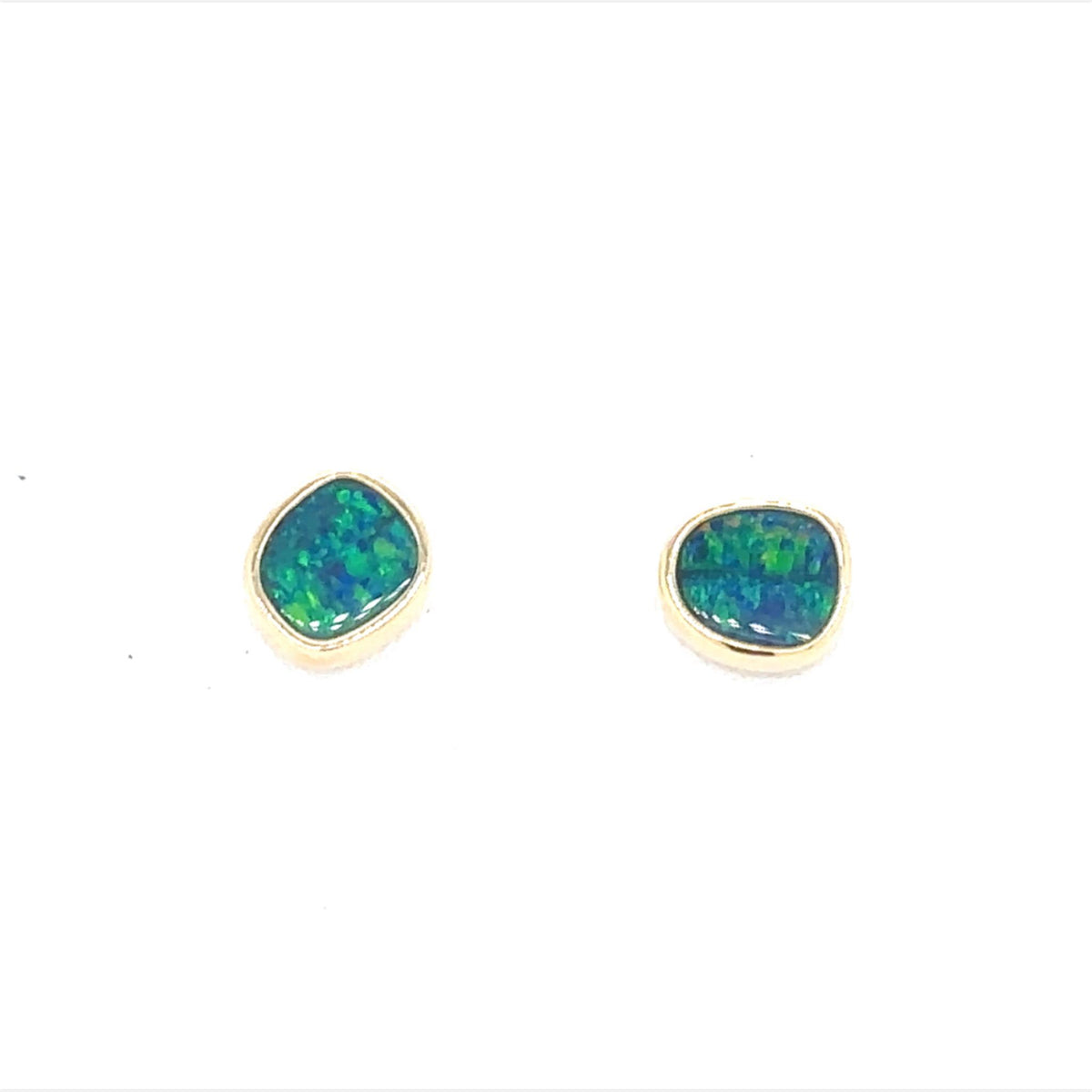 14Kt Yellow Gold Classic Stud Earrings Gemstone Earrings With Australian Opals