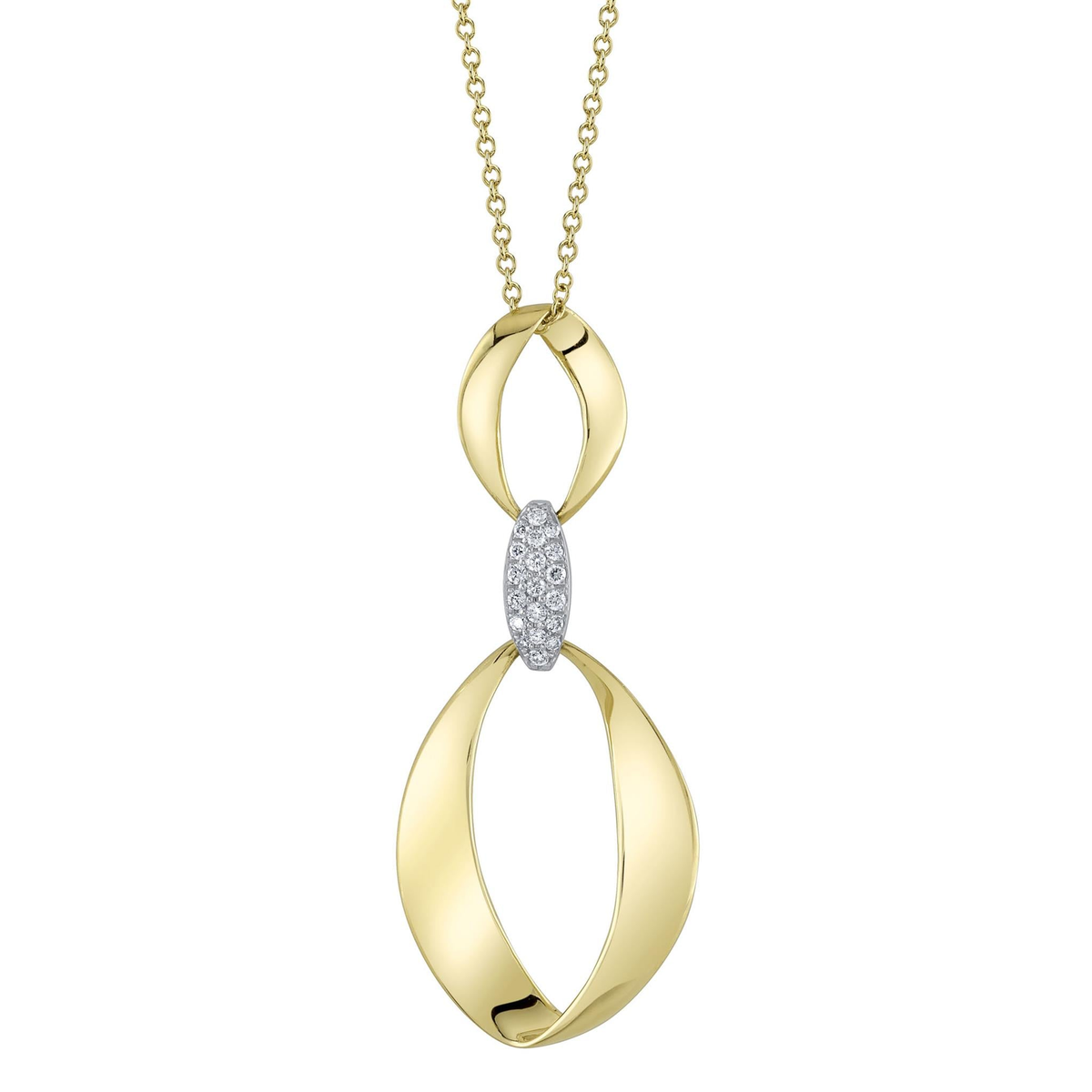 Shy Creation Yellow  White Gold Mobius Diamond Necklace