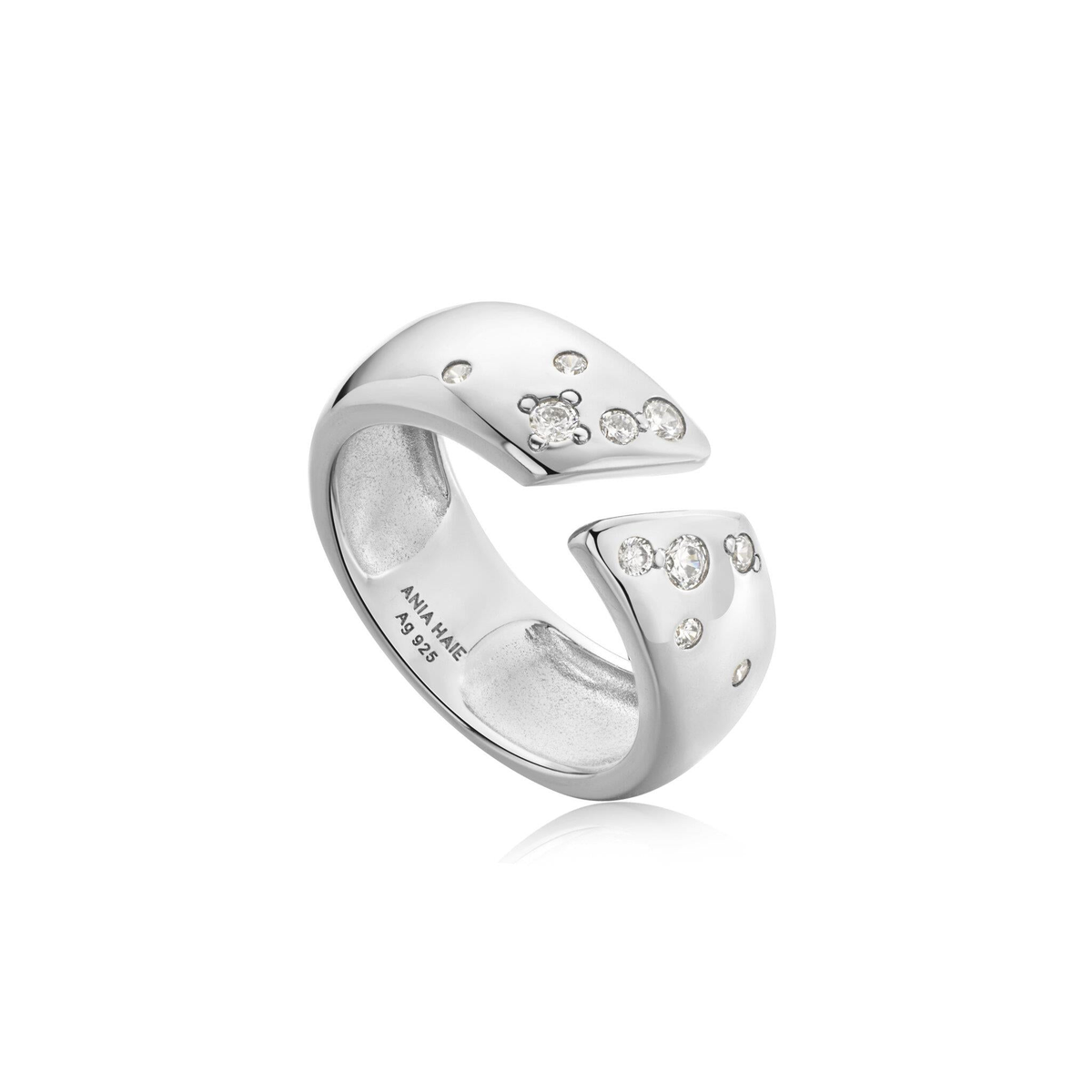 Ania Haie Sterling Silver Sparkle Adjustable Ring with Cubic Zirconia