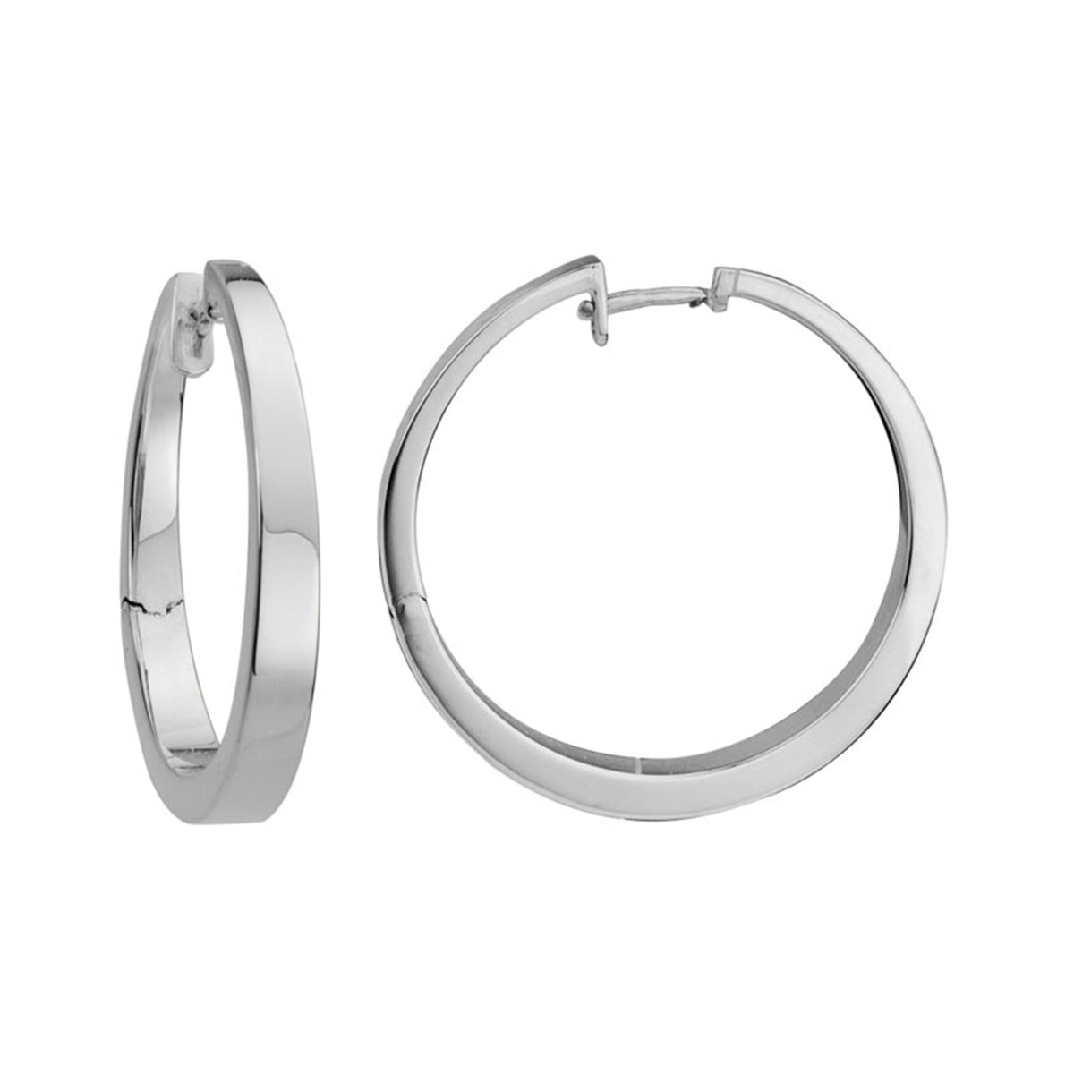 Lasker Lux 14kt White Gold 27mm Tapered Hoop Earrings