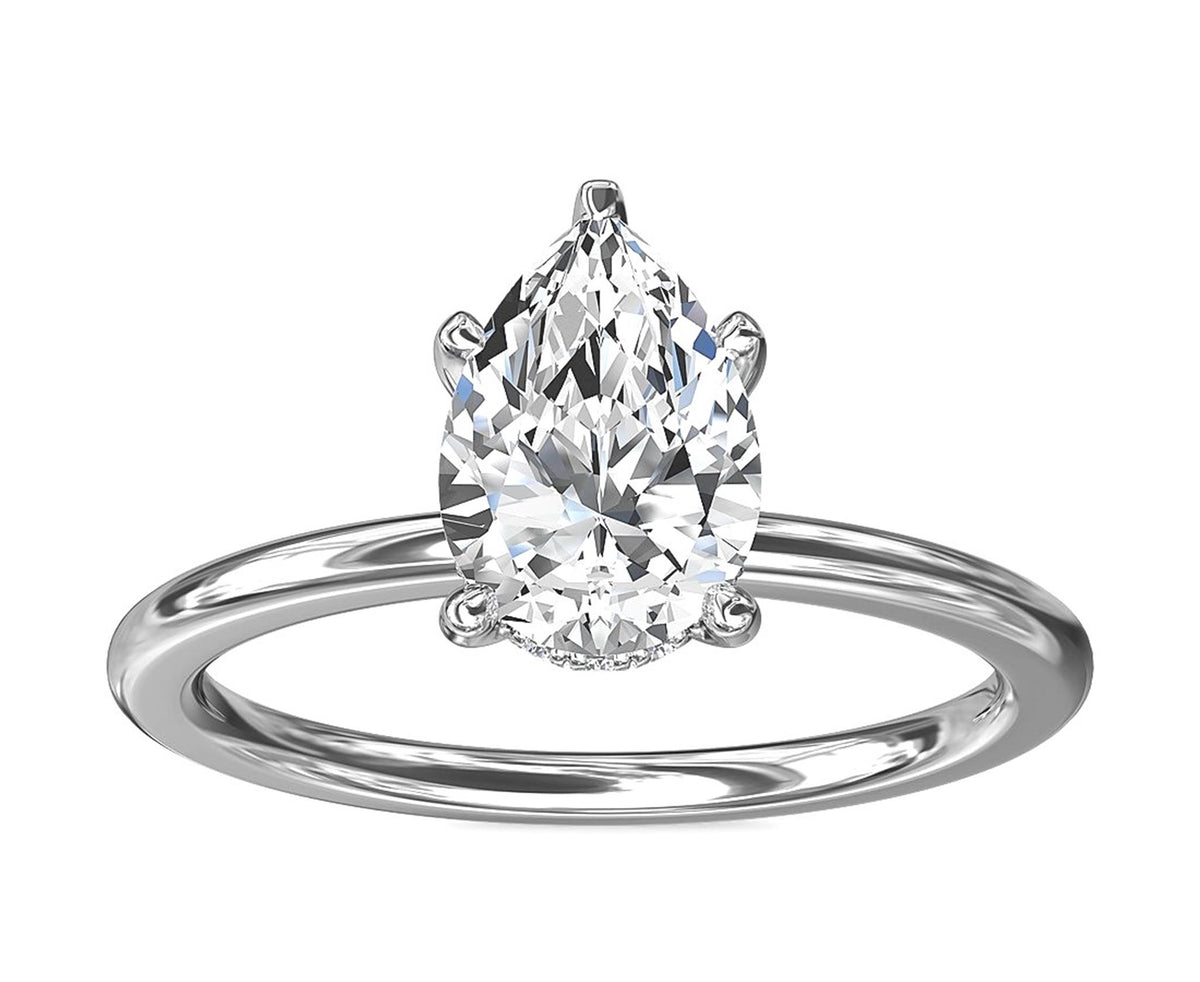 14Kt White Gold Solitaire Engagement Ring With 0.32ct Natural Center Diamond