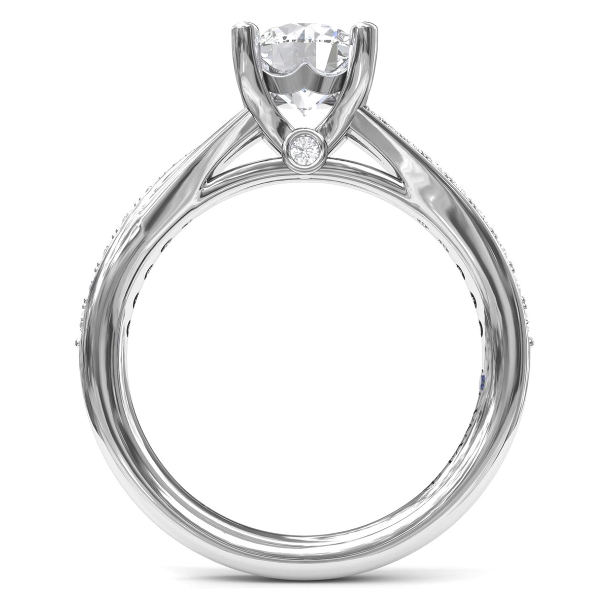 FANA 14Kt White Gold Split Shank Engagement Ring Mounting - Round Center Stone Sold Separately