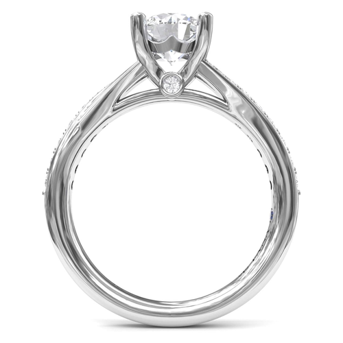 14Kt White Gold Split Shank Engagement Ring Mounting With 0.25cttw Natural Diamonds