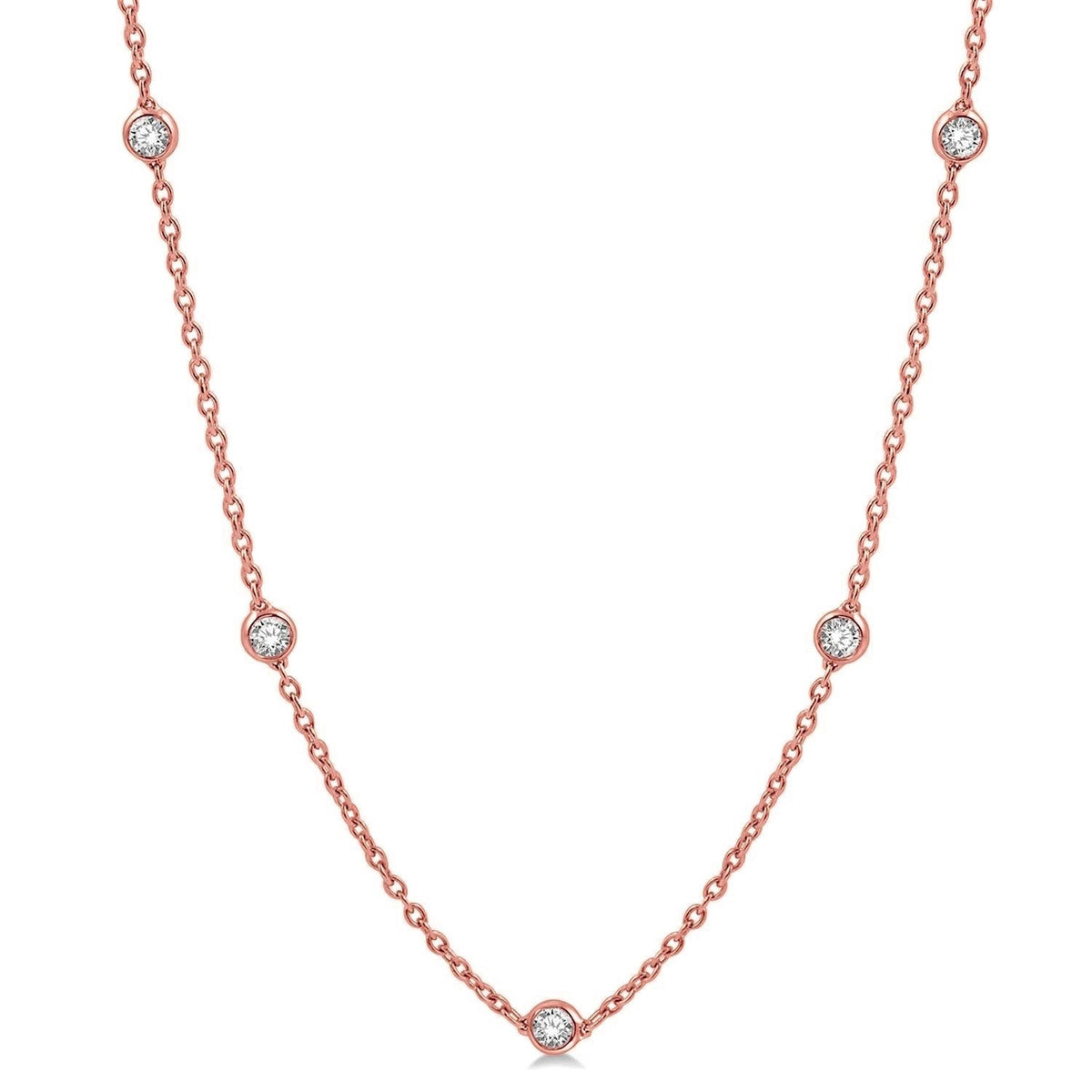 Milestone 14Kt Rose Gold Diamonds-By-The-Yard Necklace With .75cttw Natural Diamonds