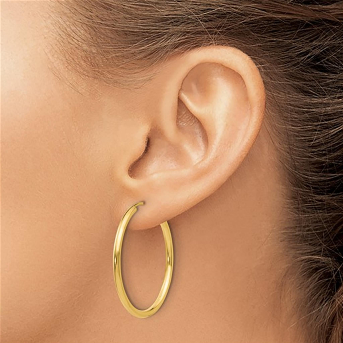 10Kt Yellow Gold 30mm Endless Hoop Earrings