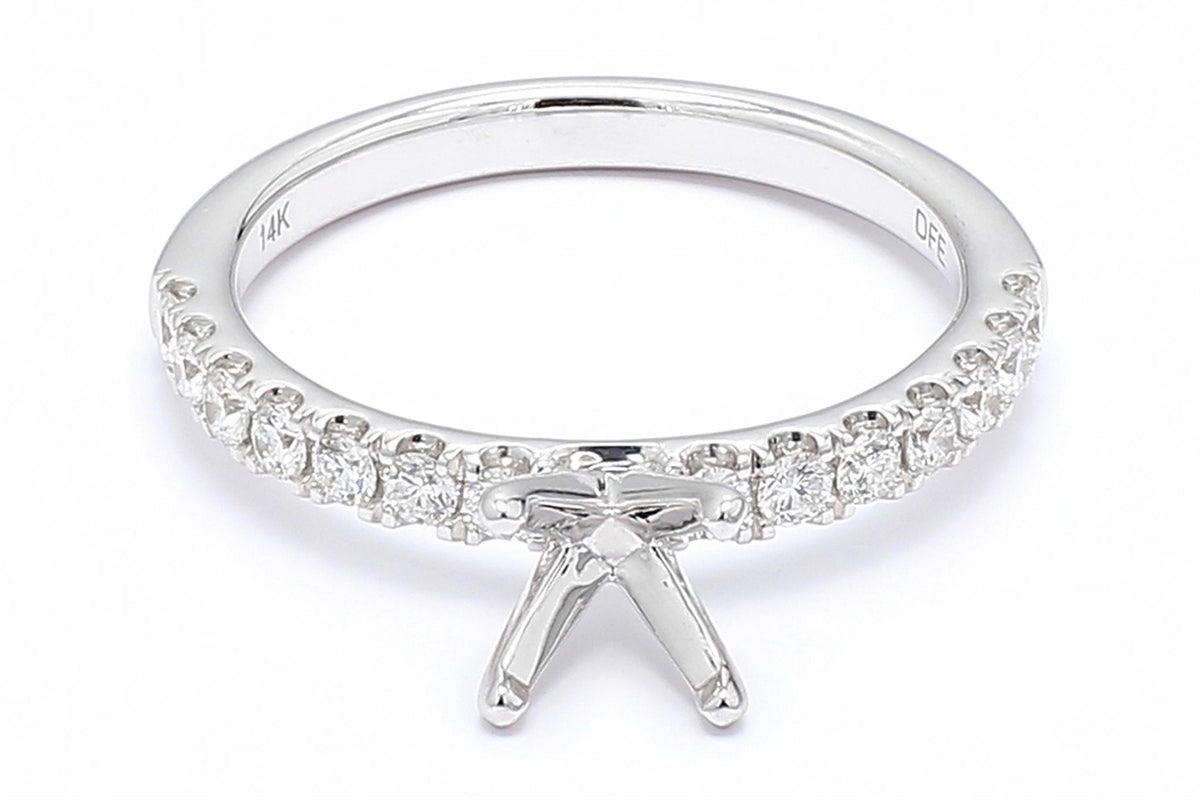 14K White Gold Engagement Ring Mounting with .40cttw Natural Diamonds